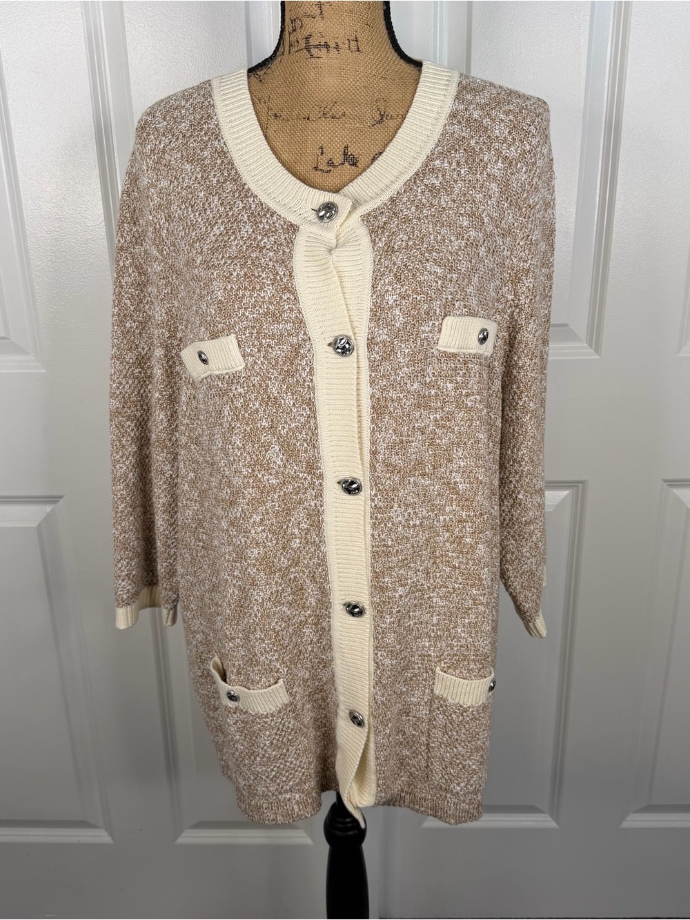 J.Jill 2X 100% Cotton Marled Cardigan Sweater Jacket NWOT - Picture 3 of 12